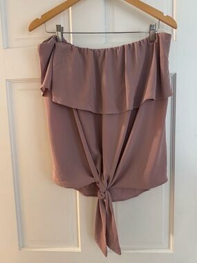 Off-Shoulder Tie-Front Blouse in Dusty Mauve